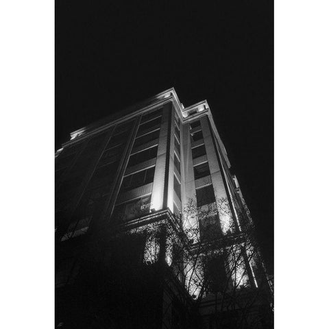 Big Building at Night II Black Modern Wood Framed Art Print with Double Matting by Lee, Judson