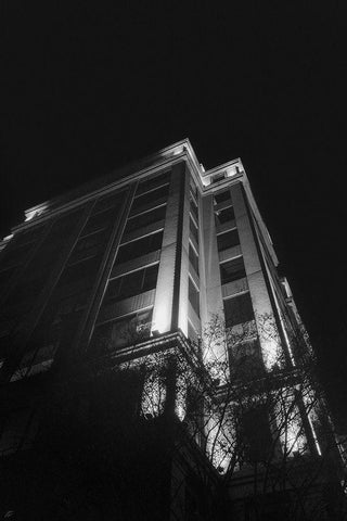Big Building at Night II Black Ornate Wood Framed Art Print with Double Matting by Lee, Judson