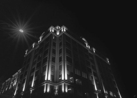 Big Building at Night III Black Ornate Wood Framed Art Print with Double Matting by Lee, Judson
