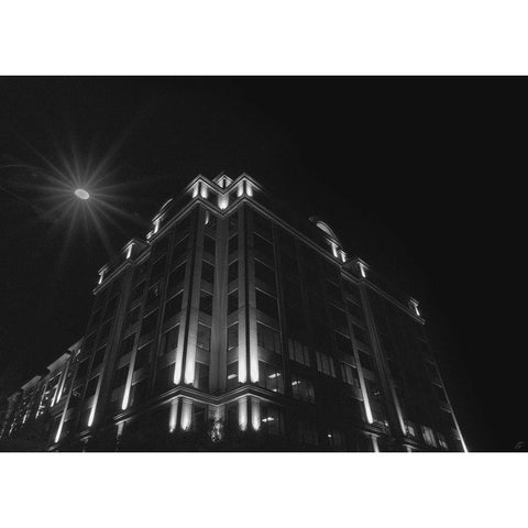 Big Building at Night III Black Modern Wood Framed Art Print with Double Matting by Lee, Judson