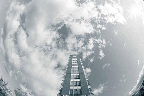 Tower in the Sky White Modern Wood Framed Art Print with Double Matting by Lee, Judson