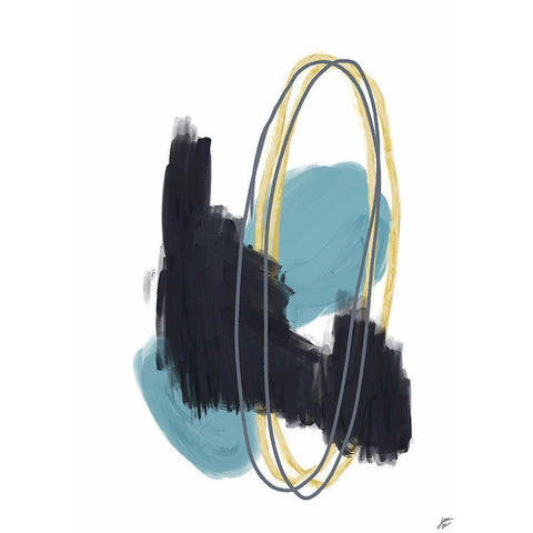 Black-Teal-Gold I White Modern Wood Framed Art Print by Lee, Judson