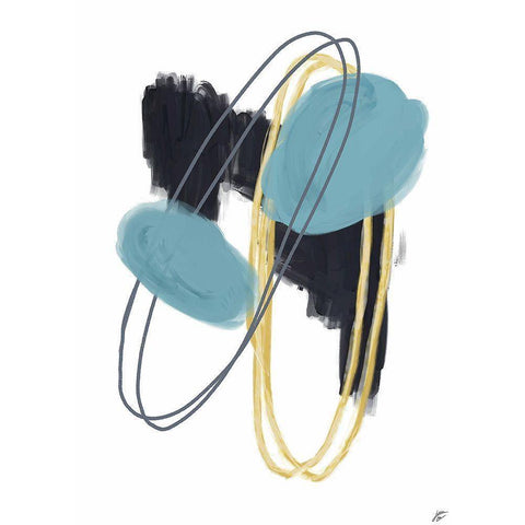 Black-Teal-Gold II Black Modern Wood Framed Art Print with Double Matting by Lee, Judson