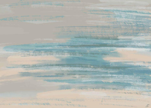 Tan-Peach-Teal White Modern Wood Framed Art Print with Double Matting by Lee, Judson