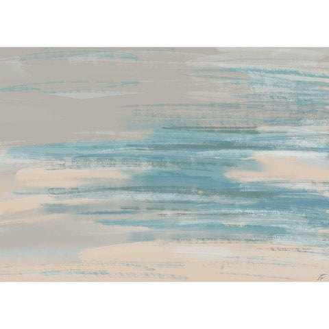 Tan-Peach-Teal Black Modern Wood Framed Art Print by Lee, Judson