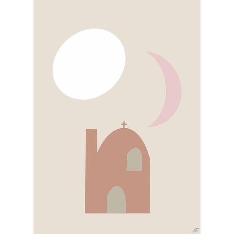 Sun-Moon Building Black Modern Wood Framed Art Print with Double Matting by Lee, Judson