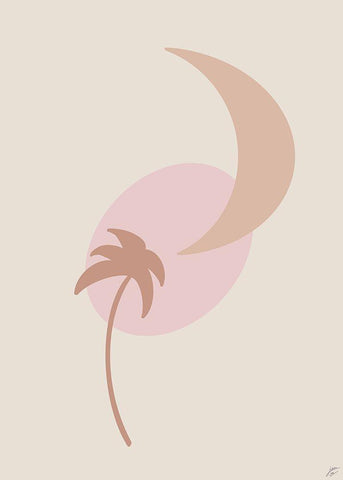 Sun-Palm Tree White Modern Wood Framed Art Print with Double Matting by Lee, Judson