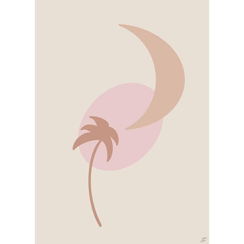 Sun-Palm Tree Black Modern Wood Framed Art Print with Double Matting by Lee, Judson
