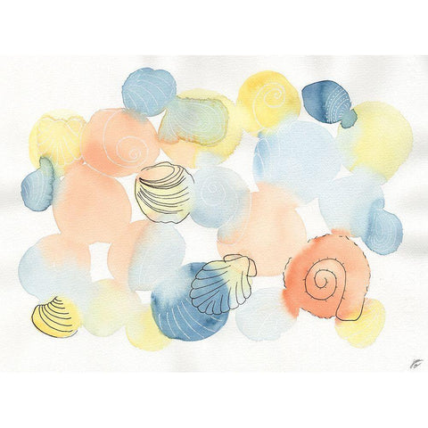 Watercolor and Shells White Modern Wood Framed Art Print by Lee, Judson