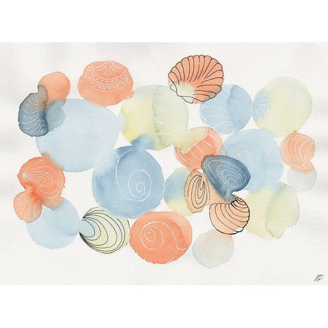 Watercolor and Shells II White Modern Wood Framed Art Print by Lee, Judson