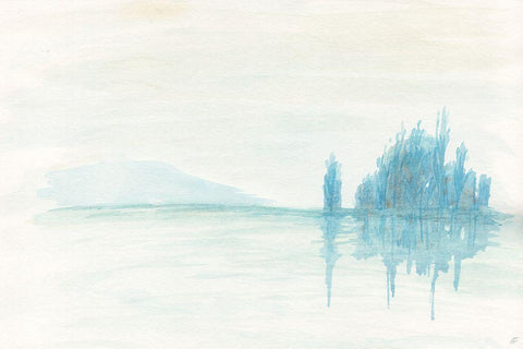 Green Tea Reflections White Modern Wood Framed Art Print with Double Matting by Lee, Judson