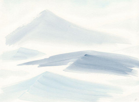 Distant Mountain Solo White Modern Wood Framed Art Print with Double Matting by Lee, Judson