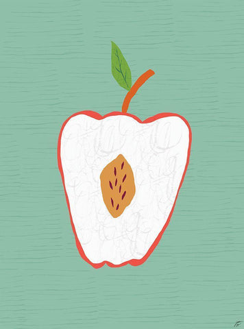 Apple Core White Modern Wood Framed Art Print with Double Matting by Lee, Judson