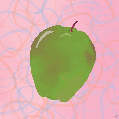 Green Apple Black Modern Wood Framed Art Print by Lee, Judson