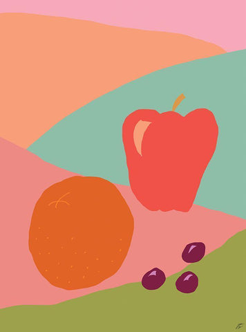 Fruity Fruits White Modern Wood Framed Art Print with Double Matting by Lee, Judson