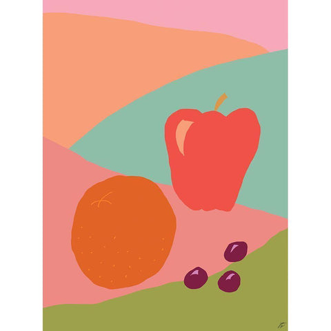 Fruity Fruits Black Modern Wood Framed Art Print with Double Matting by Lee, Judson