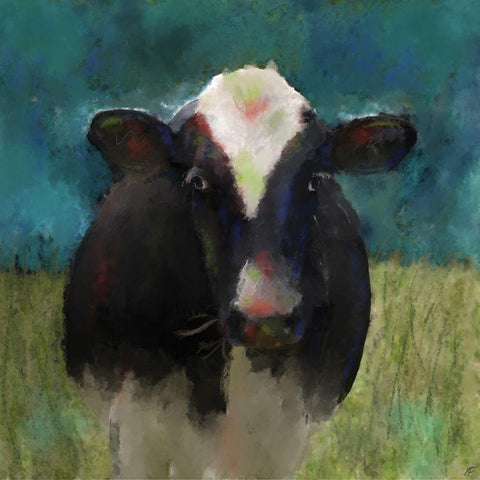 Cow Black Modern Wood Framed Art Print by Lee, Judson