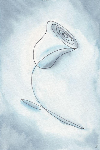 Blue Line White Modern Wood Framed Art Print with Double Matting by Lee, Judson