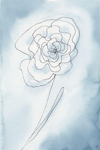 Blue Line II Black Ornate Wood Framed Art Print with Double Matting by Lee, Judson