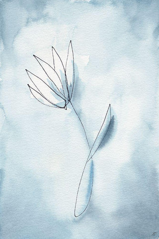 Blue Line III Black Ornate Wood Framed Art Print with Double Matting by Lee, Judson