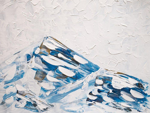 Blue and Gold Mountains White Modern Wood Framed Art Print with Double Matting by Lee, Judson