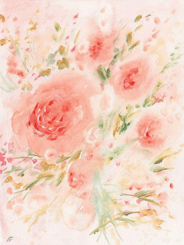 Loosely Floral White Modern Wood Framed Art Print with Double Matting by Lee, Judson