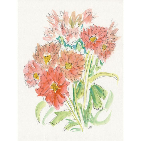 Ink Wash Bouquet White Modern Wood Framed Art Print by Lee, Judson