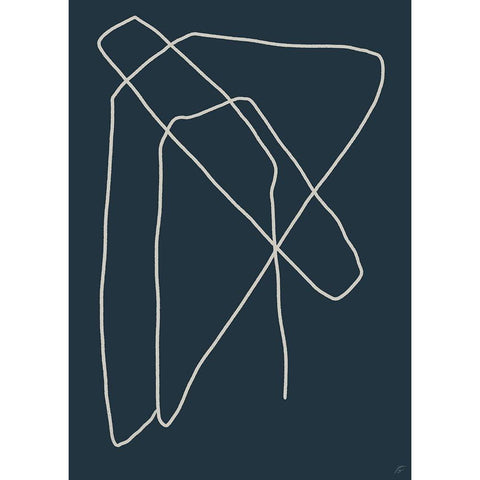 Mod Lines on Blue III Black Modern Wood Framed Art Print with Double Matting by Lee, Judson