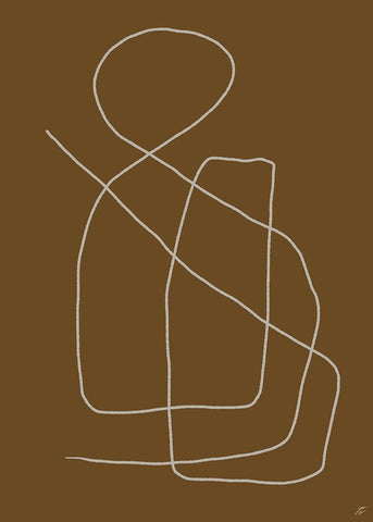 Scribbles on Brown White Modern Wood Framed Art Print with Double Matting by Lee, Judson