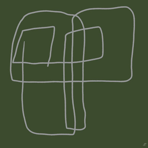 Scribbles on Green Black Ornate Wood Framed Art Print with Double Matting by Lee, Judson