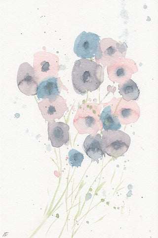 Cotton Candy Florals White Modern Wood Framed Art Print with Double Matting by Lee, Judson