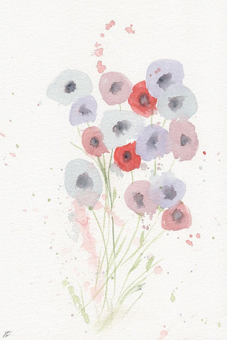 Cotton Candy Florals II White Modern Wood Framed Art Print with Double Matting by Lee, Judson