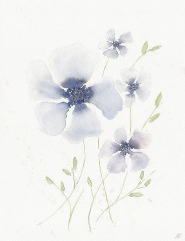 Blues and Grays White Modern Wood Framed Art Print with Double Matting by Lee, Judson