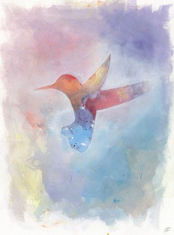 Hummingbird II Black Ornate Wood Framed Art Print with Double Matting by Lee, Judson