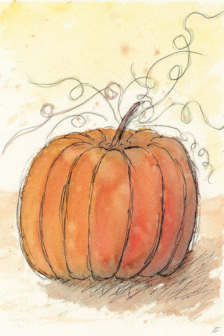 Fall Pumpkin White Modern Wood Framed Art Print with Double Matting by Lee, Judson