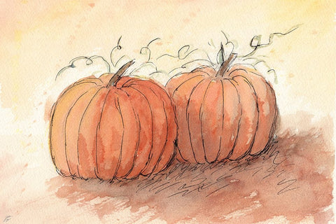 Fall Pumpkin II Black Ornate Wood Framed Art Print with Double Matting by Lee, Judson