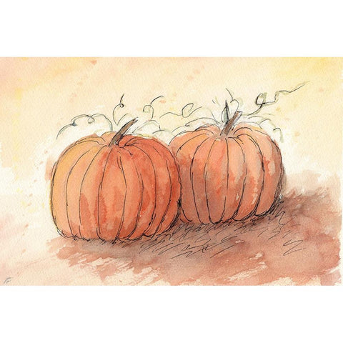 Fall Pumpkin II Black Modern Wood Framed Art Print with Double Matting by Lee, Judson
