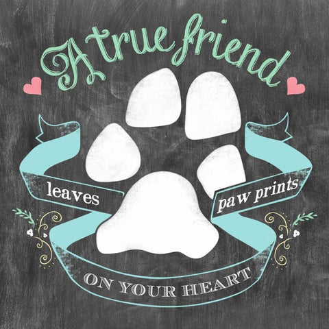 Paw Prints Black Ornate Wood Framed Art Print with Double Matting by Longfellow Designs