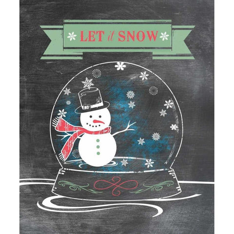 Let It Snow - Green Black Modern Wood Framed Art Print by Longfellow Designs