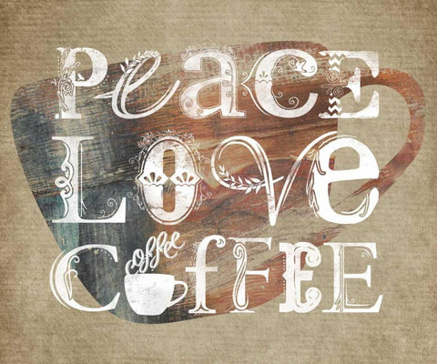 Peace Love Coffee White Modern Wood Framed Art Print with Double Matting by Longfellow Designs