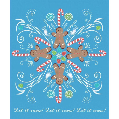 Candyman Snowflake Gold Ornate Wood Framed Art Print with Double Matting by Longfellow Designs