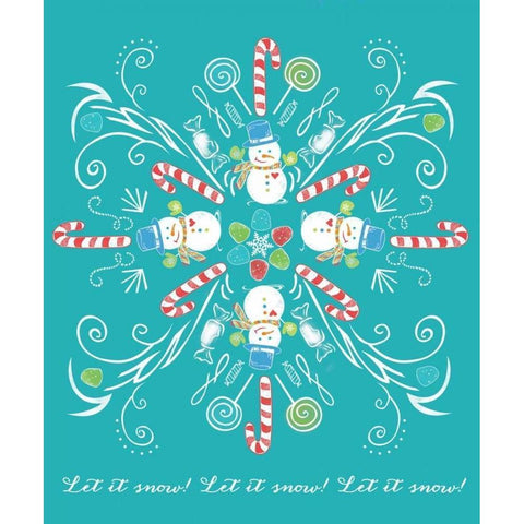 Snowman Snowflake Gold Ornate Wood Framed Art Print with Double Matting by Longfellow Designs