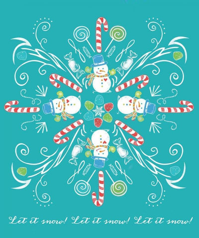 Snowman Snowflake Black Ornate Wood Framed Art Print with Double Matting by Longfellow Designs