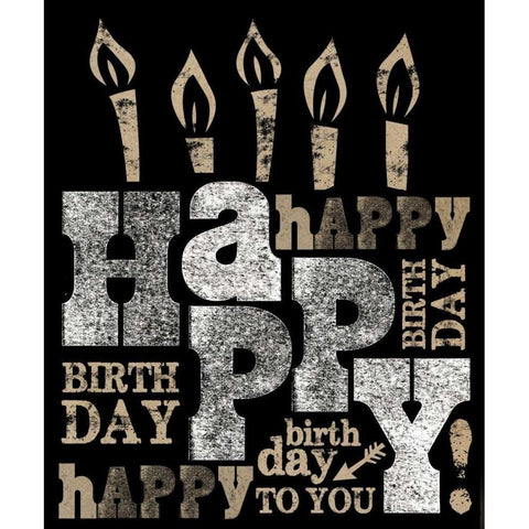 Happy Birthday Gold Ornate Wood Framed Art Print with Double Matting by Longfellow Designs