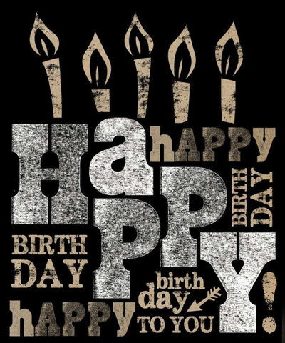 Happy Birthday White Modern Wood Framed Art Print with Double Matting by Longfellow Designs