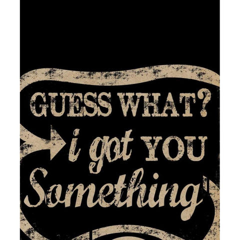 Guess What Gold White Modern Wood Framed Art Print by Longfellow Designs