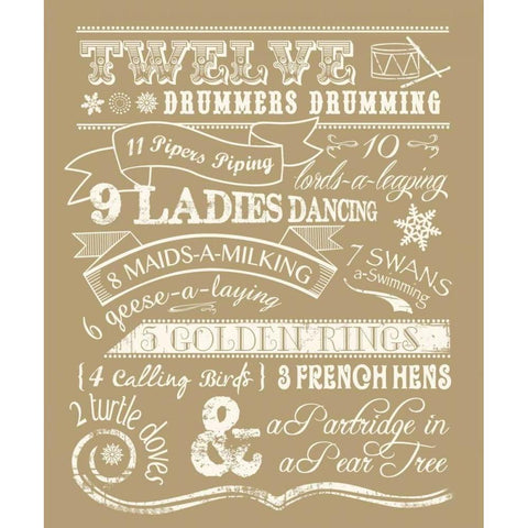 Twelve Days I Gold Ornate Wood Framed Art Print with Double Matting by Longfellow Designs