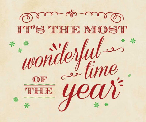 Most Wonderful Time CrÃ¨me Black Ornate Wood Framed Art Print with Double Matting by Longfellow Designs