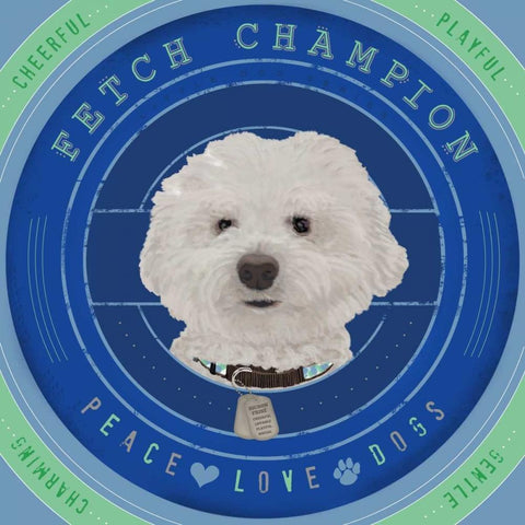 Bichon Frise Black Modern Wood Framed Art Print by Longfellow Designs