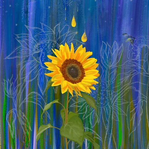 Sunflower Black Modern Wood Framed Art Print by Longfellow Designs